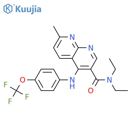 N,N-diethyl-7-methyl-4-{[4-(trifluoromethoxy)phenyl]amino}-1,8-naphthyridine-3-carboxamide structure