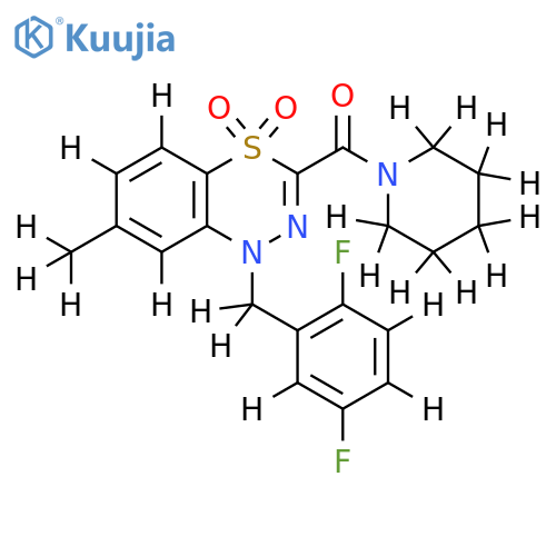 1-(2,5-difluorophenyl)methyl-7-methyl-3-(piperidine-1-carbonyl)-1H-4lambda6,1,2-benzothiadiazine-4,4-dione structure