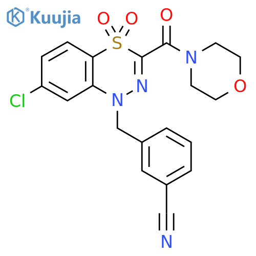 3-{7-chloro-3-(morpholine-4-carbonyl)-4,4-dioxo-1H-4lambda6,1,2-benzothiadiazin-1-ylmethyl}benzonitrile structure