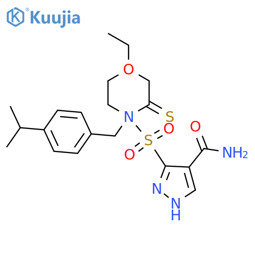 1-ethyl-N-{4-(propan-2-yl)phenylmethyl}-3-(thiomorpholine-4-sulfonyl)-1H-pyrazole-4-carboxamide structure