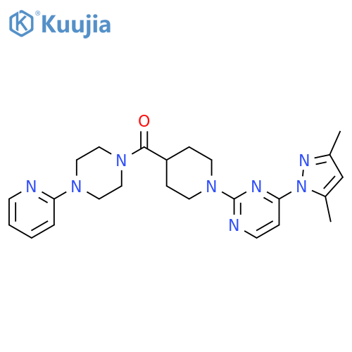 4-(3,5-dimethyl-1H-pyrazol-1-yl)-2-{4-4-(pyridin-2-yl)piperazine-1-carbonylpiperidin-1-yl}pyrimidine structure