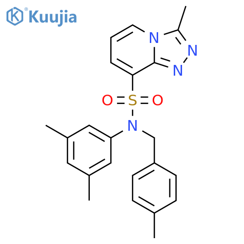 N-(3,5-dimethylphenyl)-3-methyl-N-(4-methylphenyl)methyl-1,2,4triazolo4,3-apyridine-8-sulfonamide structure