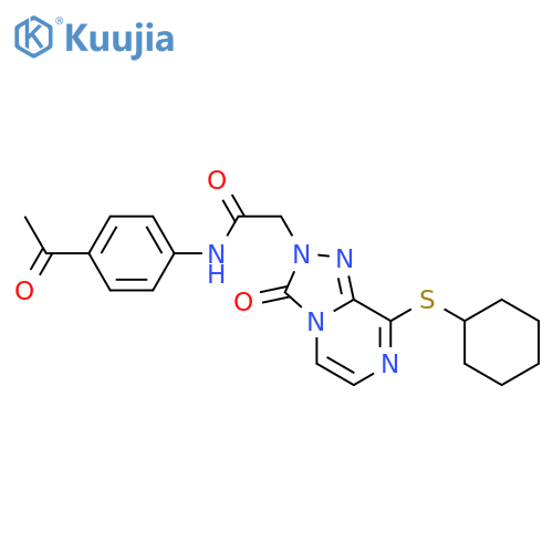 N-(4-acetylphenyl)-2-8-(cyclohexylsulfanyl)-3-oxo-2H,3H-1,2,4triazolo4,3-apyrazin-2-ylacetamide structure