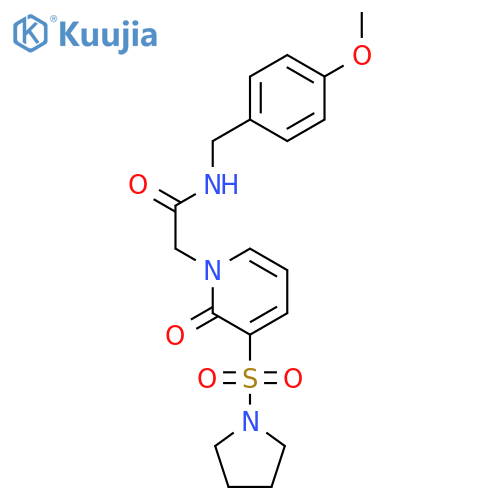 N-(4-methoxyphenyl)methyl-2-2-oxo-3-(pyrrolidine-1-sulfonyl)-1,2-dihydropyridin-1-ylacetamide structure