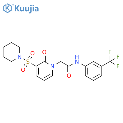 2-2-oxo-3-(piperidine-1-sulfonyl)-1,2-dihydropyridin-1-yl-N-3-(trifluoromethyl)phenylacetamide structure