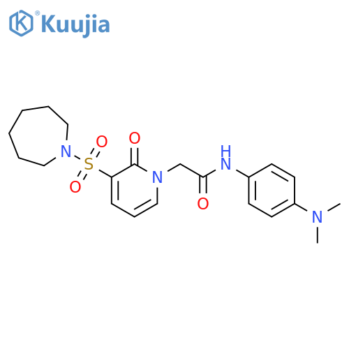2-3-(azepane-1-sulfonyl)-2-oxo-1,2-dihydropyridin-1-yl-N-4-(dimethylamino)phenylacetamide structure