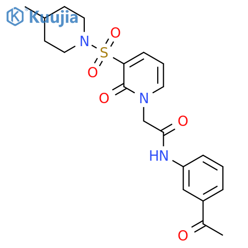 N-(3-acetylphenyl)-2-{3-(4-methylpiperidin-1-yl)sulfonyl-2-oxo-1,2-dihydropyridin-1-yl}acetamide structure