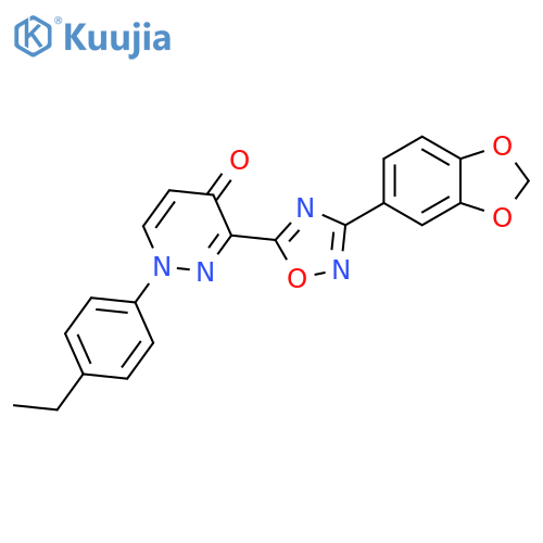 3-[3-(2H-1,3-benzodioxol-5-yl)-1,2,4-oxadiazol-5-yl]-1-(4-ethylphenyl)-1,4-dihydropyridazin-4-one structure