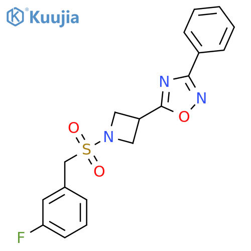 5-{1-(3-fluorophenyl)methanesulfonylazetidin-3-yl}-3-phenyl-1,2,4-oxadiazole structure