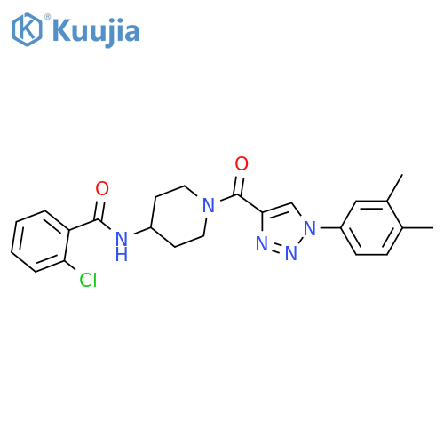 2-chloro-N-{1-1-(3,4-dimethylphenyl)-1H-1,2,3-triazole-4-carbonylpiperidin-4-yl}benzamide structure