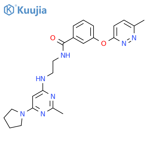 N-(2-{2-methyl-6-(pyrrolidin-1-yl)pyrimidin-4-ylamino}ethyl)-3-(6-methylpyridazin-3-yl)oxybenzamide structure