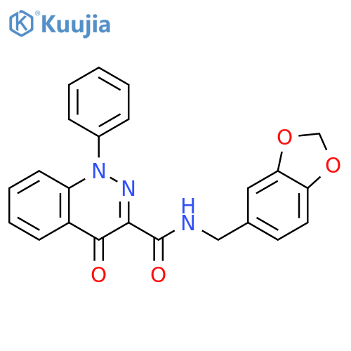 N-(2H-1,3-benzodioxol-5-yl)methyl-4-oxo-1-phenyl-1,4-dihydrocinnoline-3-carboxamide structure