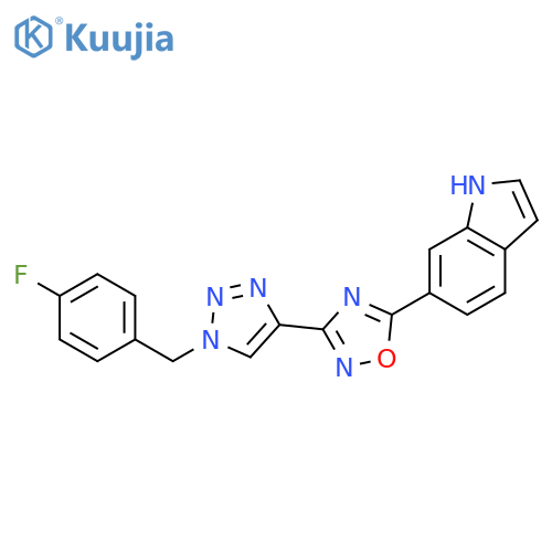 6-(3-{1-(4-fluorophenyl)methyl-1H-1,2,3-triazol-4-yl}-1,2,4-oxadiazol-5-yl)-1H-indole structure