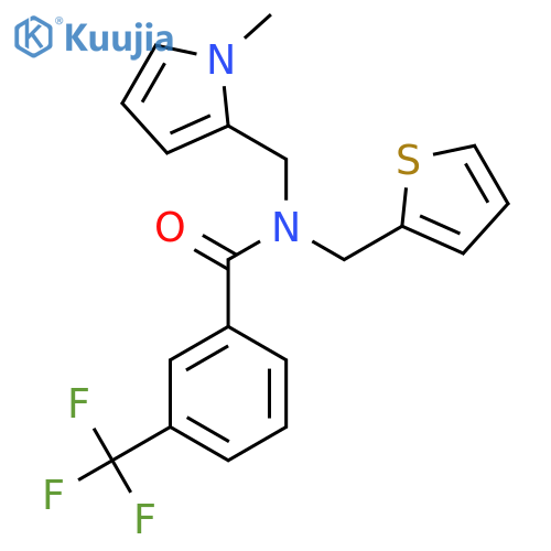 N-[(1-methyl-1H-pyrrol-2-yl)methyl]-N-[(thiophen-2-yl)methyl]-3-(trifluoromethyl)benzamide structure