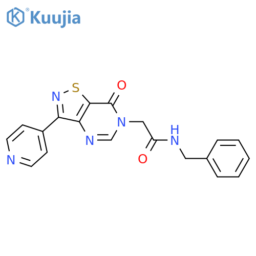N-benzyl-2-7-oxo-3-(pyridin-4-yl)-6H,7H-1,2thiazolo4,5-dpyrimidin-6-ylacetamide structure