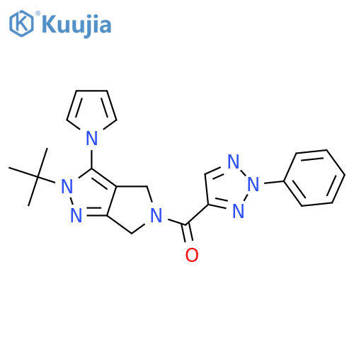 4-2-tert-butyl-3-(1H-pyrrol-1-yl)-2H,4H,5H,6H-pyrrolo3,4-cpyrazole-5-carbonyl-2-phenyl-2H-1,2,3-triazole structure