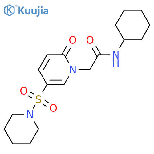 N-cyclohexyl-2-2-oxo-5-(piperidine-1-sulfonyl)-1,2-dihydropyridin-1-ylacetamide structure