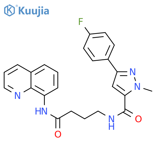 4-{3-(4-fluorophenyl)-1-methyl-1H-pyrazol-5-ylformamido}-N-(quinolin-8-yl)butanamide structure