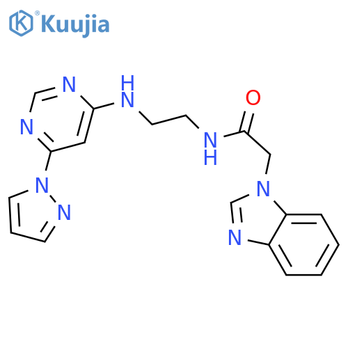 2-(1H-1,3-benzodiazol-1-yl)-N-(2-{6-(1H-pyrazol-1-yl)pyrimidin-4-ylamino}ethyl)acetamide structure