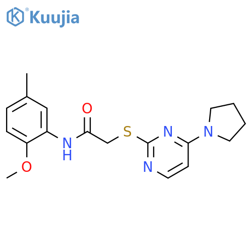 N-(2-methoxy-5-methylphenyl)-2-{4-(pyrrolidin-1-yl)pyrimidin-2-ylsulfanyl}acetamide structure