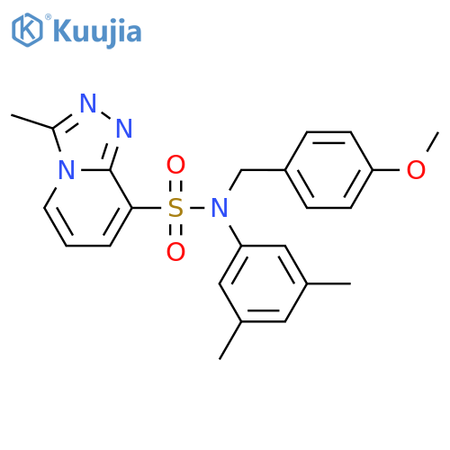 N-(3,5-dimethylphenyl)-N-(4-methoxyphenyl)methyl-3-methyl-1,2,4triazolo4,3-apyridine-8-sulfonamide structure