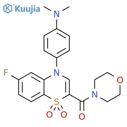 4-[4-(dimethylamino)phenyl]-6-fluoro-2-(morpholine-4-carbonyl)-4H-1lambda6,4-benzothiazine-1,1-dione structure