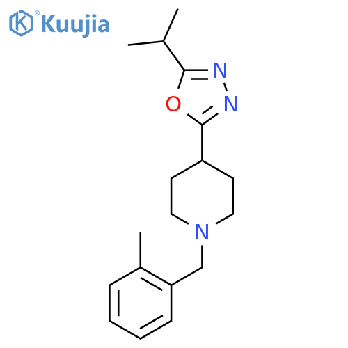 1-(2-methylphenyl)methyl-4-5-(propan-2-yl)-1,3,4-oxadiazol-2-ylpiperidine structure