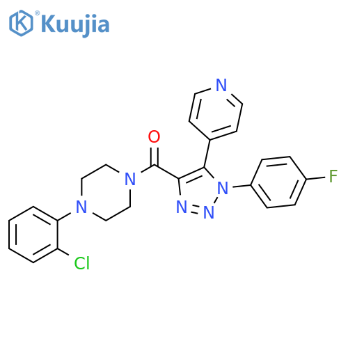 1-(2-chlorophenyl)-4-[1-(4-fluorophenyl)-5-(pyridin-4-yl)-1H-1,2,3-triazole-4-carbonyl]piperazine structure