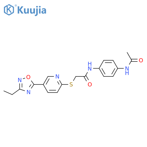 N-(4-acetamidophenyl)-2-{5-(3-ethyl-1,2,4-oxadiazol-5-yl)pyridin-2-ylsulfanyl}acetamide structure