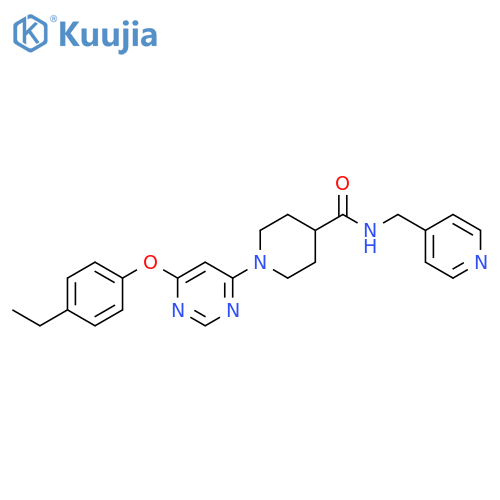 1-[6-(4-ethylphenoxy)pyrimidin-4-yl]-N-[(pyridin-4-yl)methyl]piperidine-4-carboxamide structure