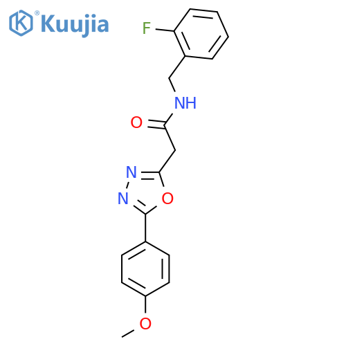 N-(2-fluorophenyl)methyl-2-5-(4-methoxyphenyl)-1,3,4-oxadiazol-2-ylacetamide structure