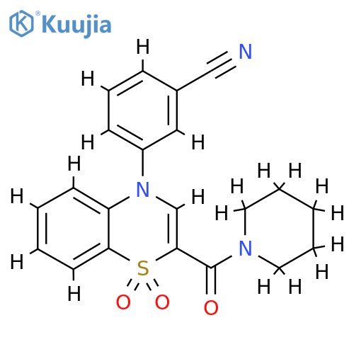 3-[1,1-dioxo-2-(piperidine-1-carbonyl)-4H-1lambda6,4-benzothiazin-4-yl]benzonitrile structure