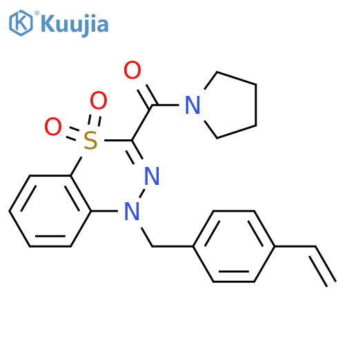 1-(4-ethenylphenyl)methyl-3-(pyrrolidine-1-carbonyl)-1H-4lambda6,1,2-benzothiadiazine-4,4-dione structure