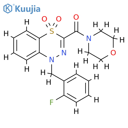 1-(2-fluorophenyl)methyl-3-(morpholine-4-carbonyl)-1H-4lambda6,1,2-benzothiadiazine-4,4-dione structure
