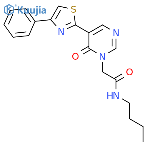 N-butyl-2-6-oxo-5-(4-phenyl-1,3-thiazol-2-yl)-1,6-dihydropyrimidin-1-ylacetamide structure