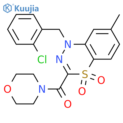 1-(2-chlorophenyl)methyl-7-methyl-3-(morpholine-4-carbonyl)-1H-4lambda6,1,2-benzothiadiazine-4,4-dione structure