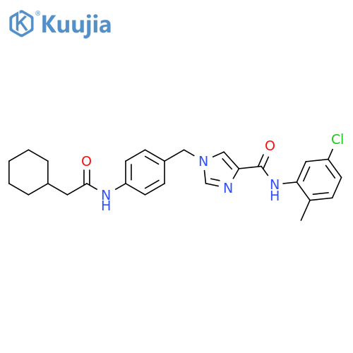 N-(5-chloro-2-methylphenyl)-1-{4-(2-cyclohexylacetamido)phenylmethyl}-1H-imidazole-4-carboxamide structure