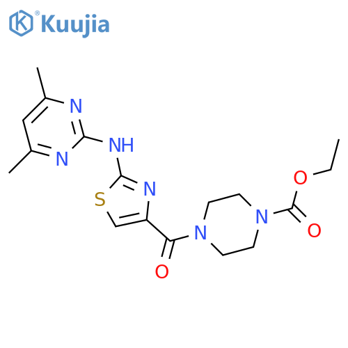 ethyl 4-{2-[(4,6-dimethylpyrimidin-2-yl)amino]-1,3-thiazole-4-carbonyl}piperazine-1-carboxylate structure