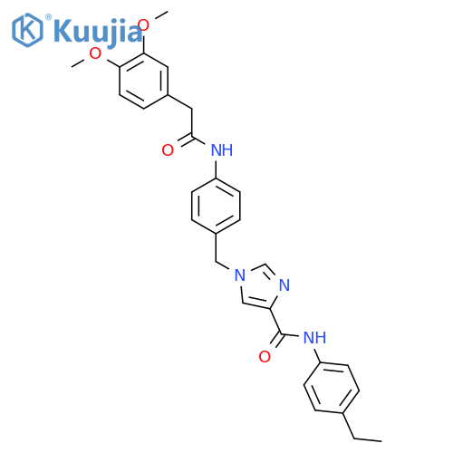 1-({4-2-(3,4-dimethoxyphenyl)acetamidophenyl}methyl)-N-(4-ethylphenyl)-1H-imidazole-4-carboxamide structure