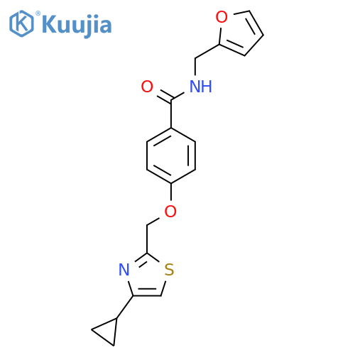 4-(4-cyclopropyl-1,3-thiazol-2-yl)methoxy-N-(furan-2-yl)methylbenzamide structure