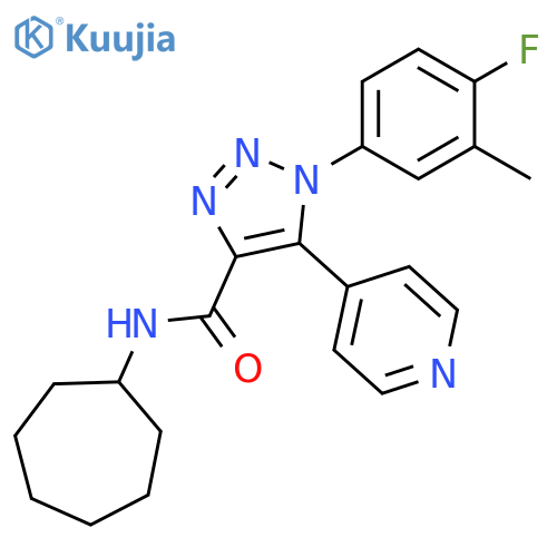N-cycloheptyl-1-(4-fluoro-3-methylphenyl)-5-(pyridin-4-yl)-1H-1,2,3-triazole-4-carboxamide structure