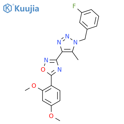 5-(2,4-dimethoxyphenyl)-3-{1-(3-fluorophenyl)methyl-5-methyl-1H-1,2,3-triazol-4-yl}-1,2,4-oxadiazole structure