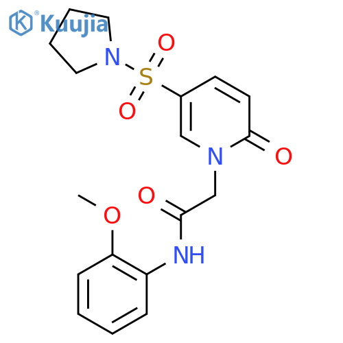 N-(2-methoxyphenyl)-2-2-oxo-5-(pyrrolidine-1-sulfonyl)-1,2-dihydropyridin-1-ylacetamide structure