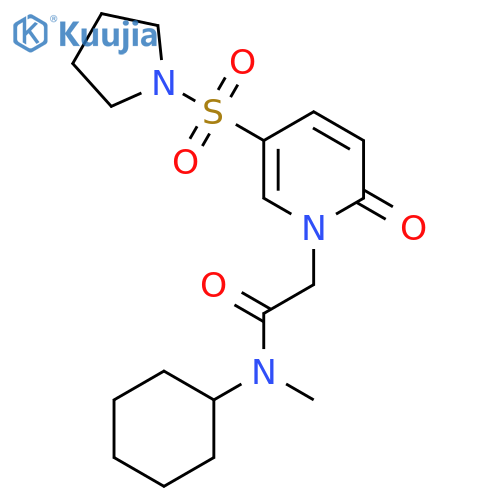 N-cyclohexyl-N-methyl-2-2-oxo-5-(pyrrolidine-1-sulfonyl)-1,2-dihydropyridin-1-ylacetamide structure