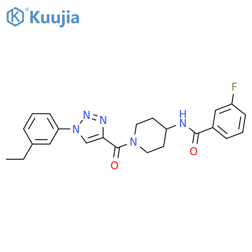 N-{1-1-(3-ethylphenyl)-1H-1,2,3-triazole-4-carbonylpiperidin-4-yl}-3-fluorobenzamide structure