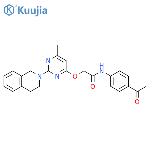 N-(4-acetylphenyl)-2-{[6-methyl-2-(1,2,3,4-tetrahydroisoquinolin-2-yl)pyrimidin-4-yl]oxy}acetamide structure