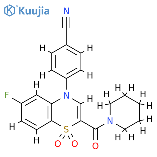 4-[6-fluoro-1,1-dioxo-2-(piperidine-1-carbonyl)-4H-1lambda6,4-benzothiazin-4-yl]benzonitrile structure