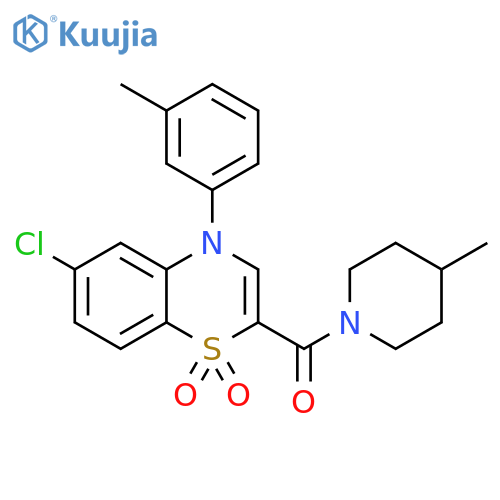6-chloro-4-(3-methylphenyl)-2-(4-methylpiperidine-1-carbonyl)-4H-1lambda6,4-benzothiazine-1,1-dione structure