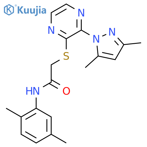 2-{3-(3,5-dimethyl-1H-pyrazol-1-yl)pyrazin-2-ylsulfanyl}-N-(2,5-dimethylphenyl)acetamide structure