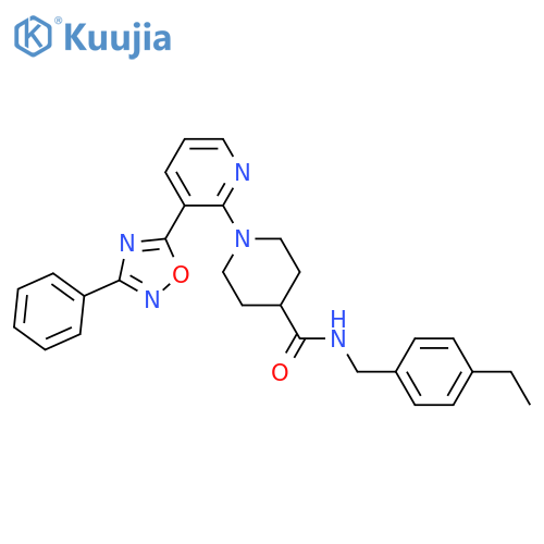 N-[(4-ethylphenyl)methyl]-1-[3-(3-phenyl-1,2,4-oxadiazol-5-yl)pyridin-2-yl]piperidine-4-carboxamide structure